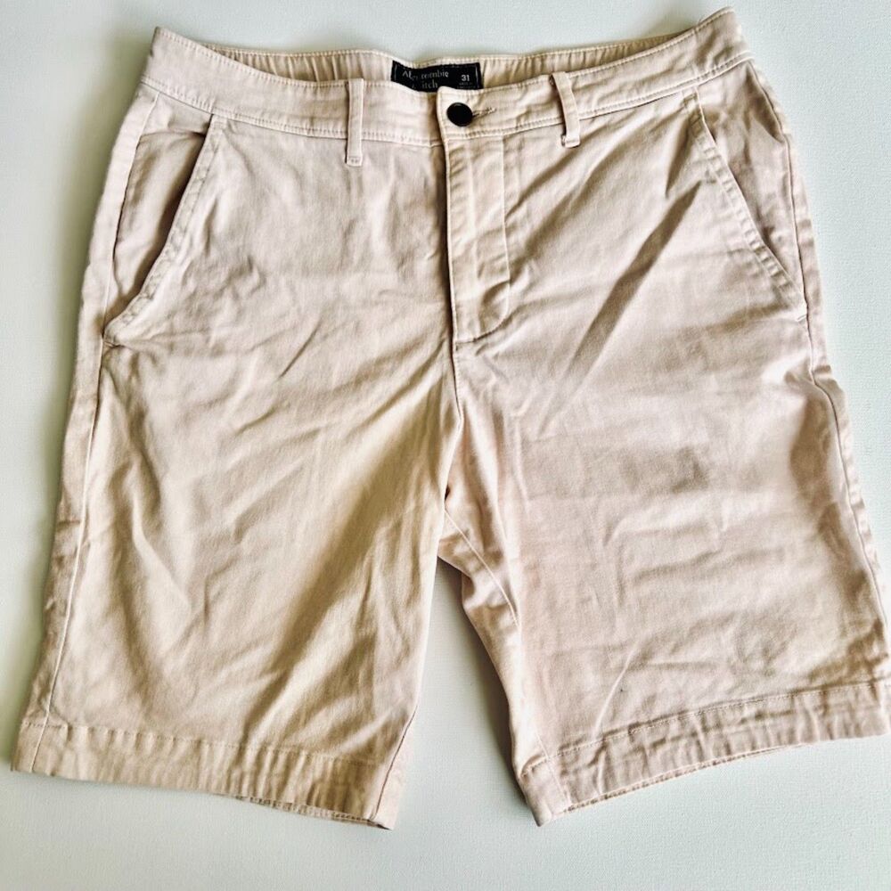 Abercrombie & Fitch Light Pink Chino Shorts Men's 31 Stretch Preppy Golf
